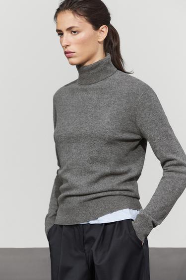 Wool blend knit turtleneck sweater — Mid-gray 2