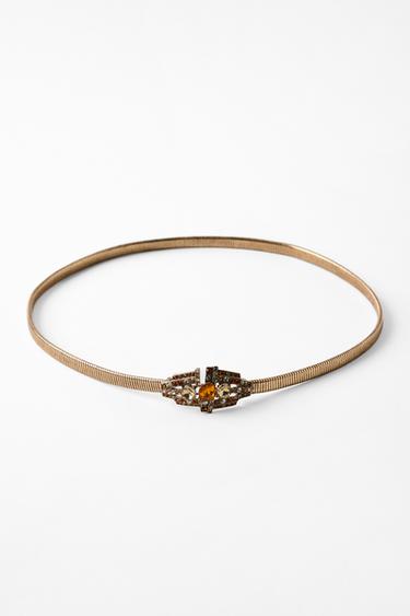 ELASTIC RHINESTONE BELT - Golden by Zara