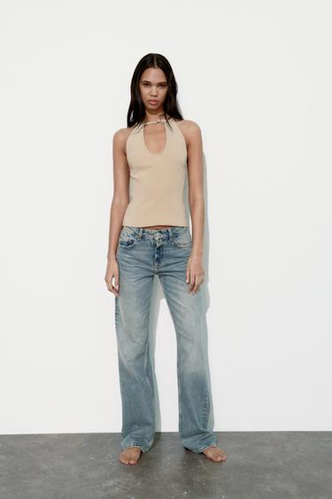 TOP HALTER ÉLASTIQUE - Camel clair de Zara - Image 0
