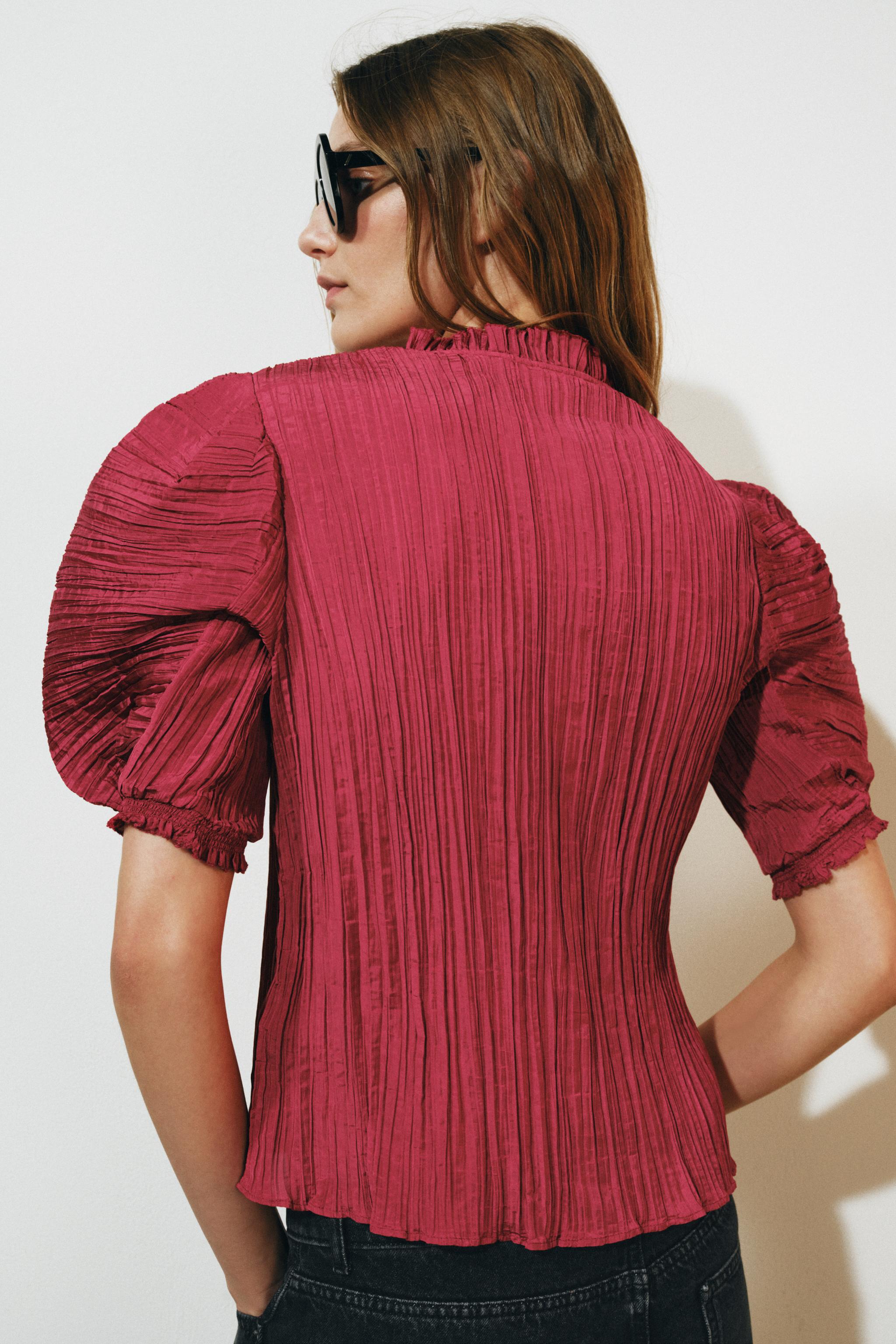 Женские рубашки Zara ZW COLLECTION PUFF SLEEVE SHIRT — фото 3