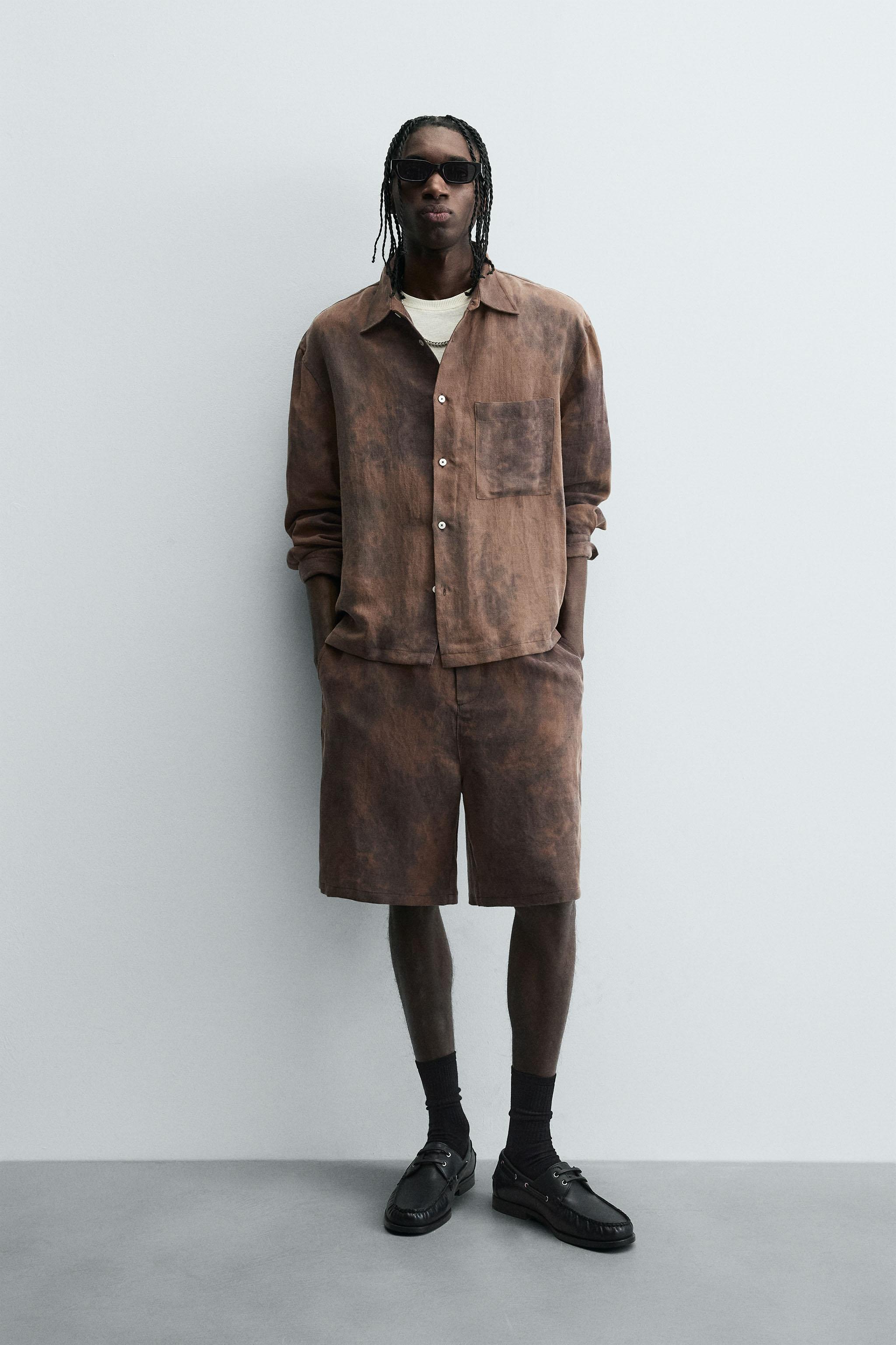 TIE-DYE PRINT JOGGER BERMUDA SHORTS - Burnt orange | ZARA South Africa