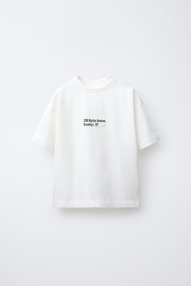 Zaras BEKVÄM T-SHIRT MED TEXT - Naturfärg