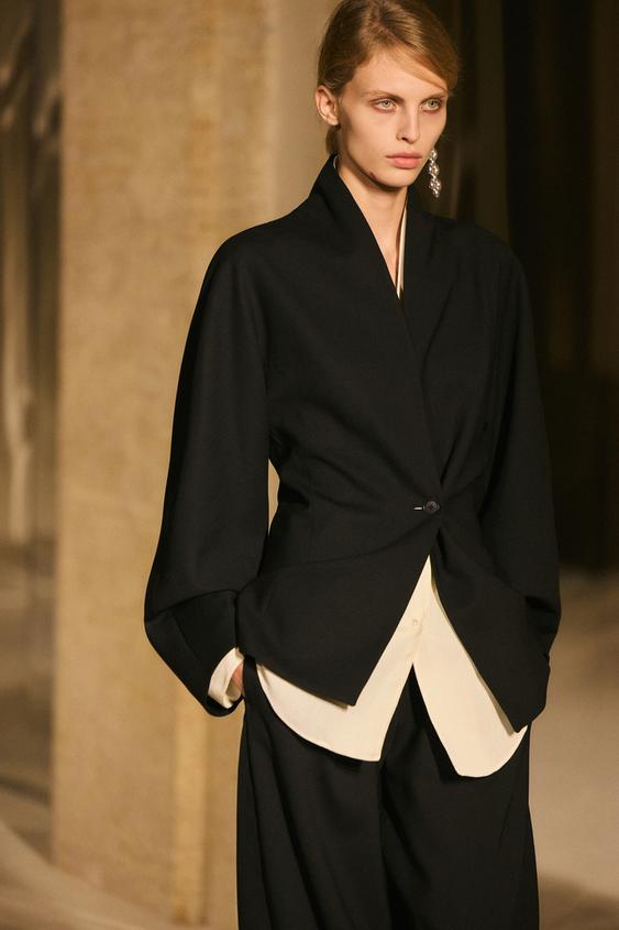 Zara 100% wool stand collar blazer - LIMITED EDITION - Black - Image 0