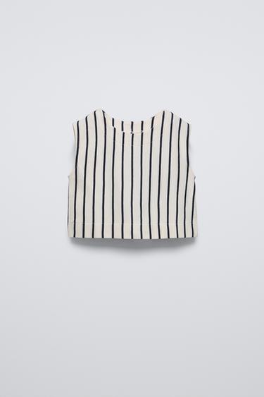 Zara BOW TRIM STRIPED TOP - Navy blue - Image 0