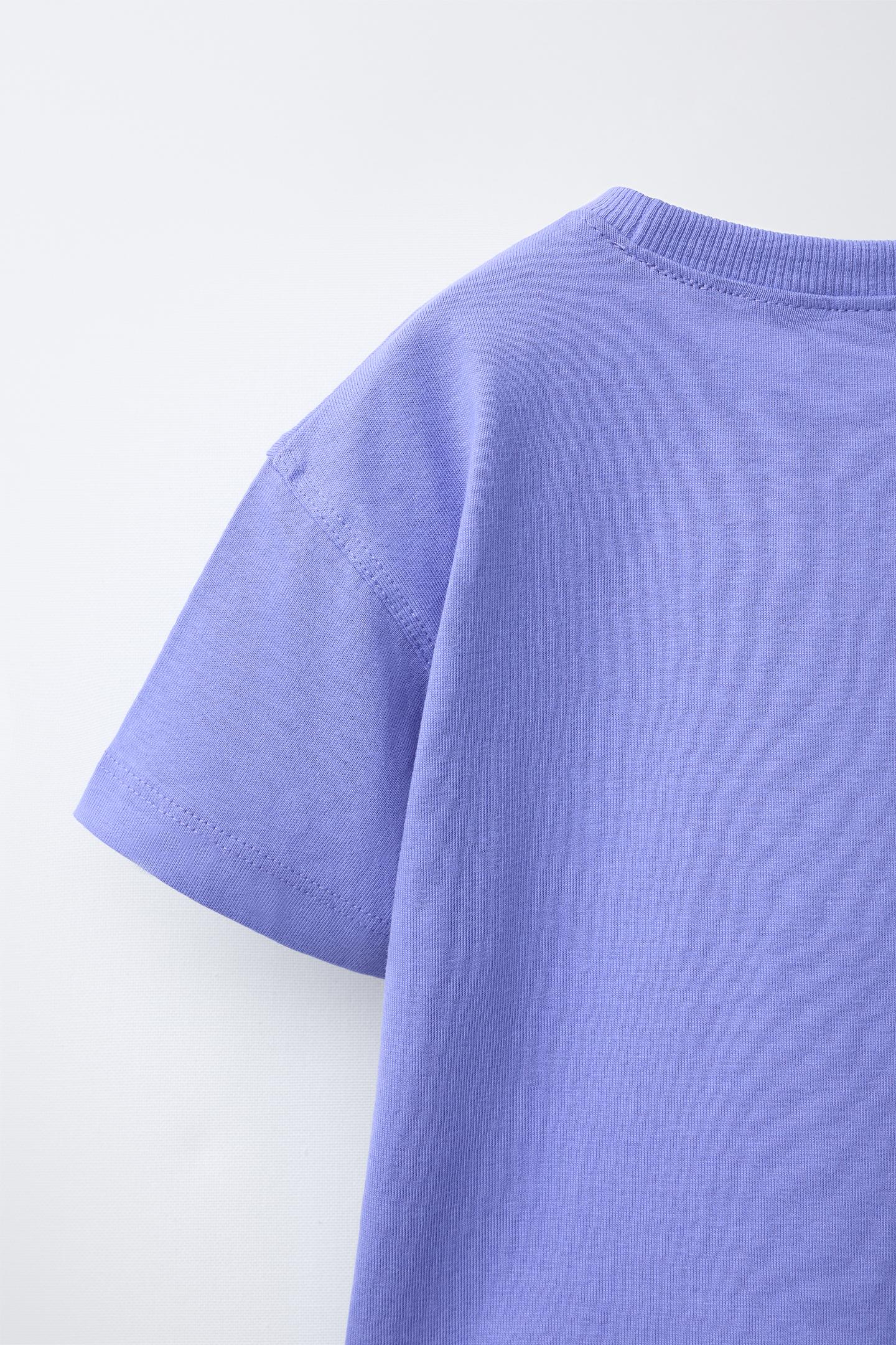 Детская футболка Zara Text Print, цвет: Синий / Лавандовый — фото 5
