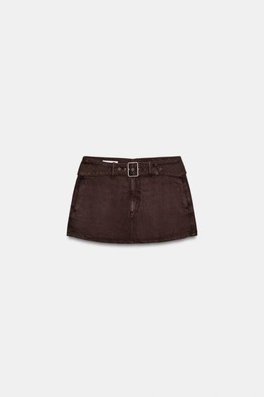 FALDA PANTALÓN CINTURÓN - Burdeos de Zara