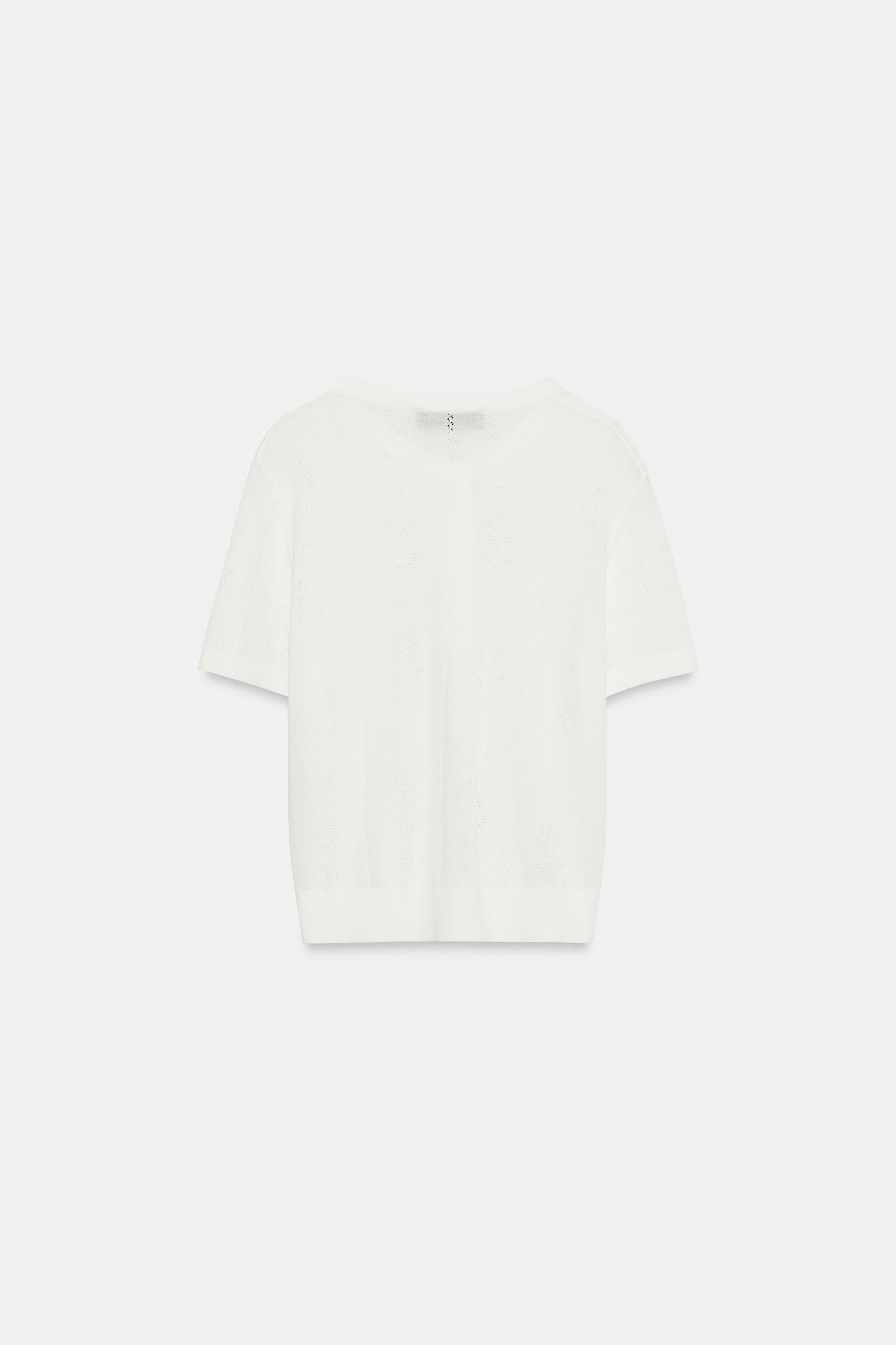 Женские свитеры Zara Short-Sleeve Floral Cardingan, цвет: Белый — фото 8