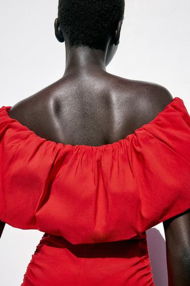 RUFFLED MINI DRESS - Red by Zara - Image 5