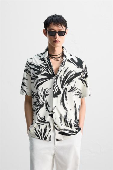 ABSTRACT PRINT STRETCH SHIRT - Beige by Zara