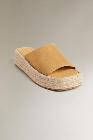 SANDALES COMPENSÉES CUIR - Marron de Zara - Image 6