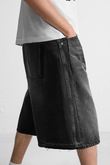 BAGGY FIT DENIM BERMUDA SHORTS - Black by Zara - Image 4