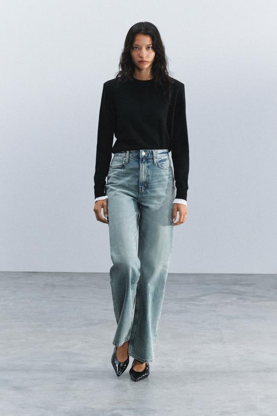 ZW COLLECTION STRAIGHT-LEG HIGH-WAIST JEANS - Blue by Zara - Image 0