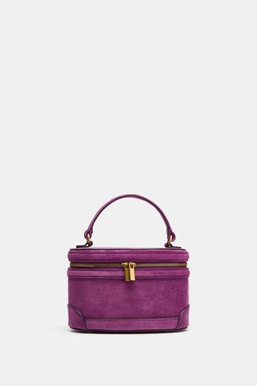 LEATHER VANITY HANDBAG - Purple by Zara