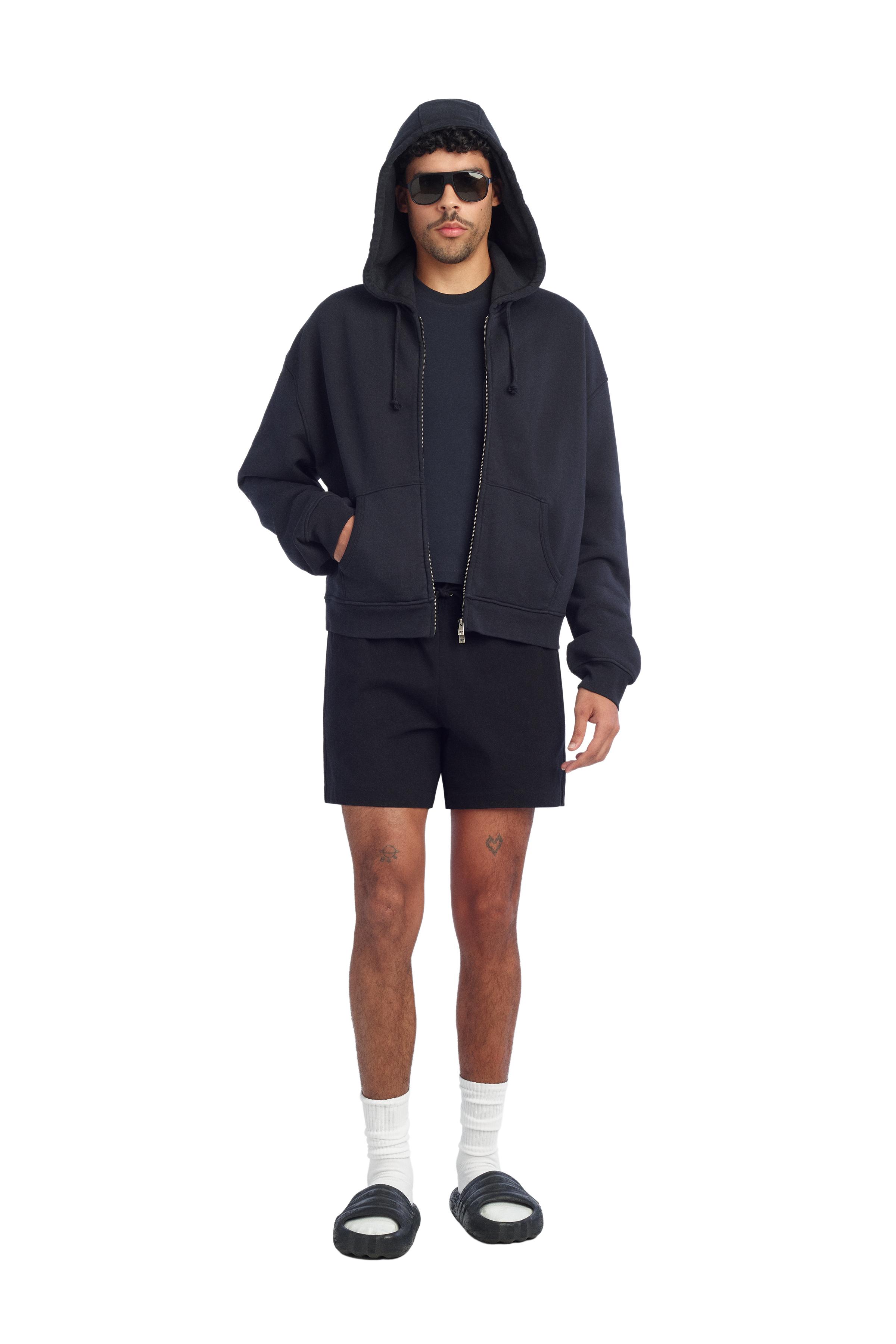 COTTON PAPERBAG WAIST SHORTS — Black