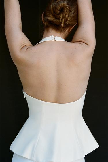 PEPLUM STRETCH TOP - Oyster-white by Zara - Image 2