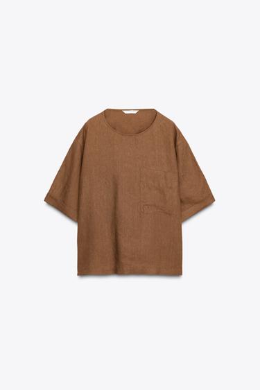 BLUSA LINO 100% BOLSILLO ZW COLLECTION - Toffe de Zara