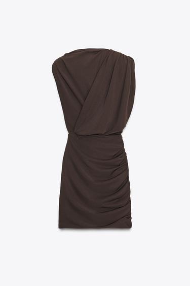 SHORT DRESS WITH SHOULDER PADS - chocolate by Zara - Image 4
