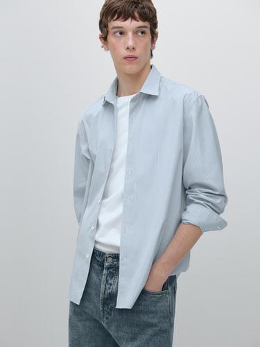 Zara 100% cotton poplin regular fit shirt - Sky blue
