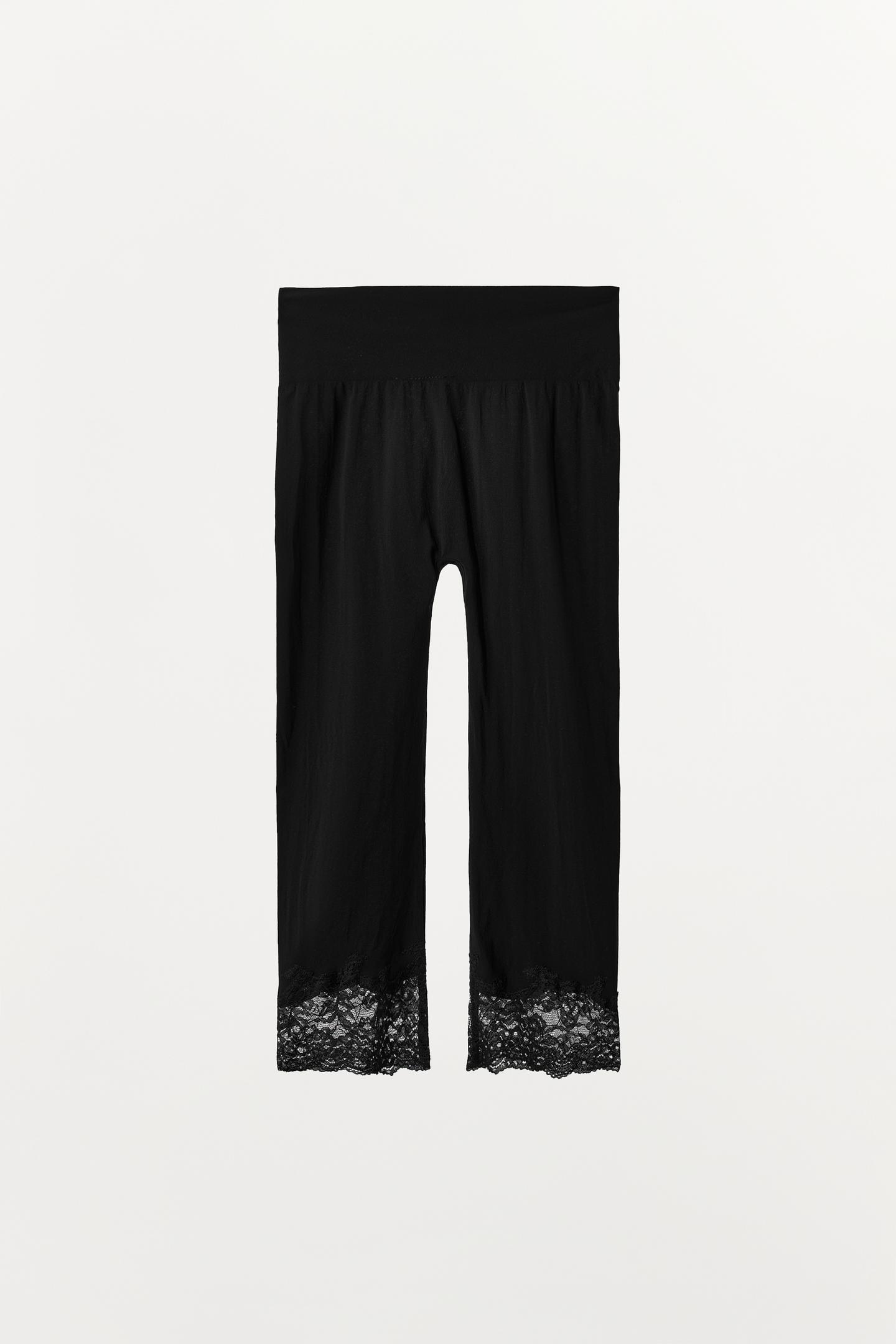 Женские брюки Zara Lace MIDI Capri, цвет: Чёрный — фото 7