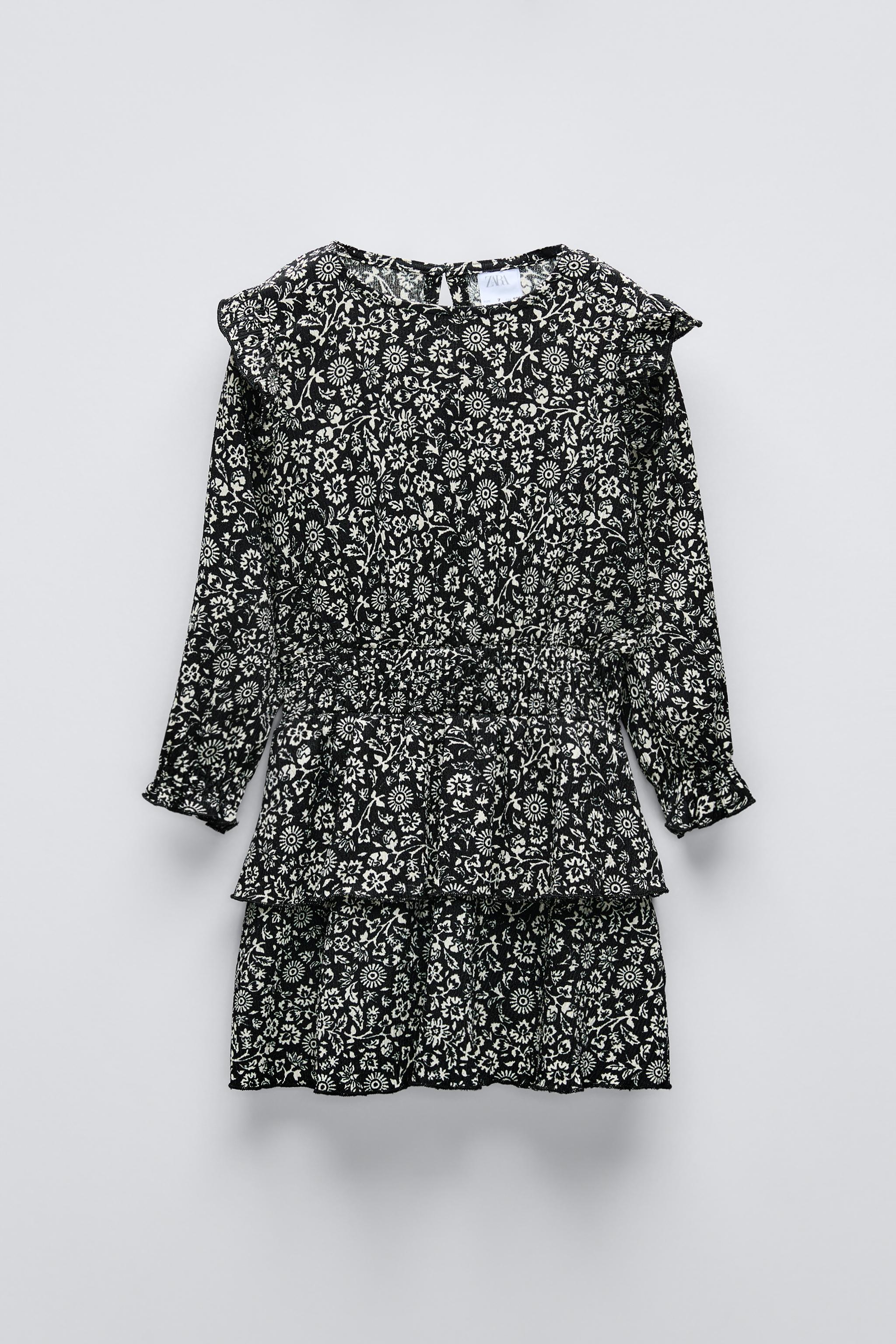 TEXTURED PRINTED DRESS Black White ZARA United Kingdom