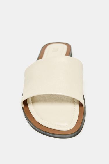 SANDALES EN CUIR SOFT - Blanc de Zara - Image 3