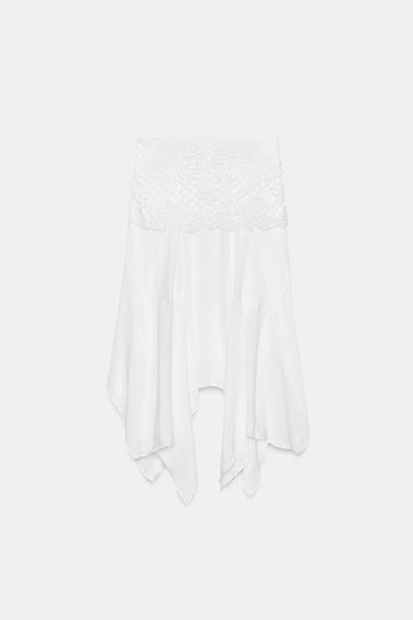 JUPE MI-LONGUE ASYMÉTRIQUE BRODÉE - Blanc de Zara - Image 6