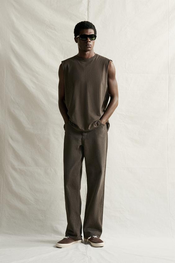LIGHTWEIGHT RELAXED FIT TANK TOP - Brown by Zara - Image 0