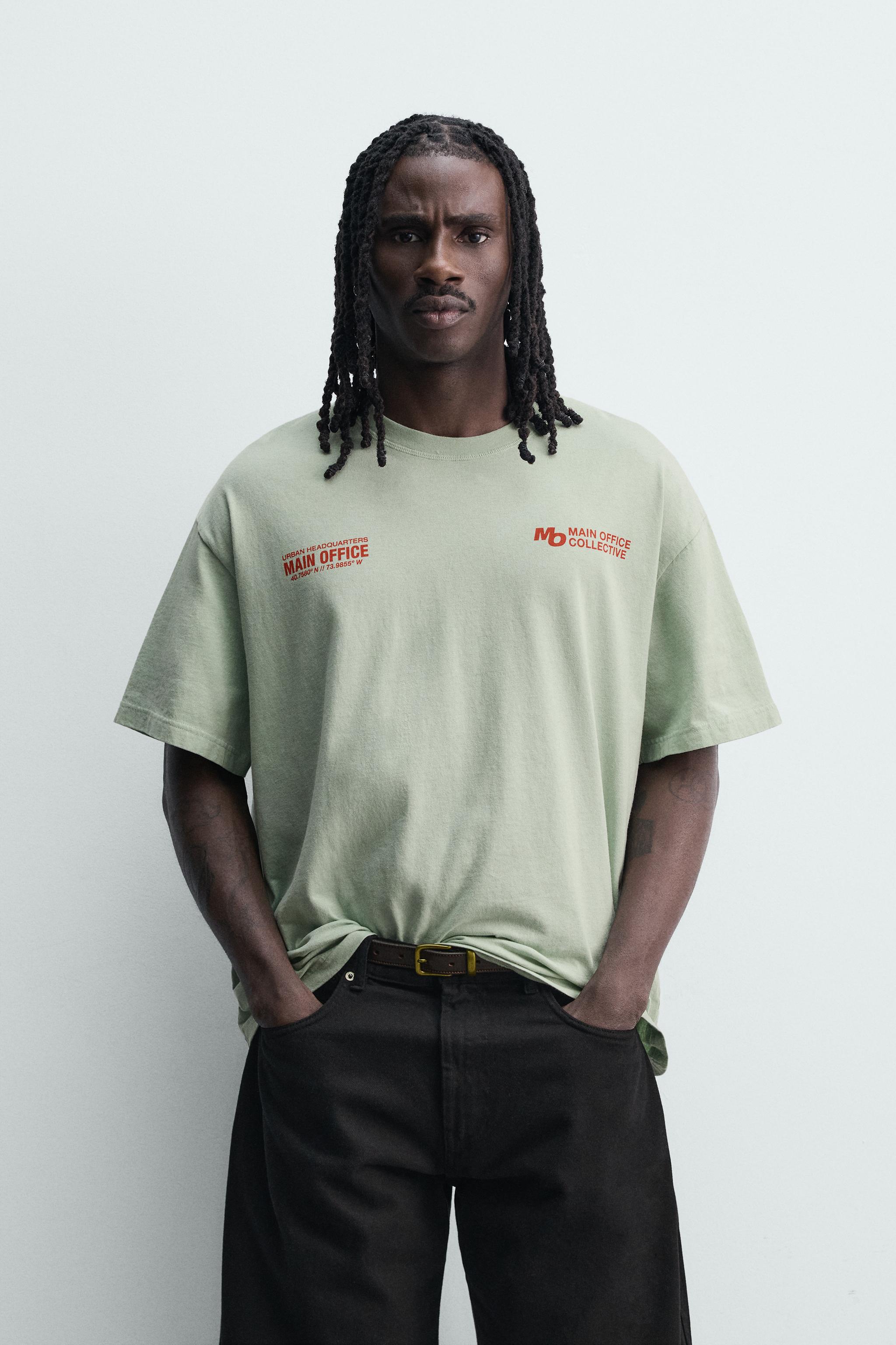 WASHED PRINTED TEXT T-SHIRT