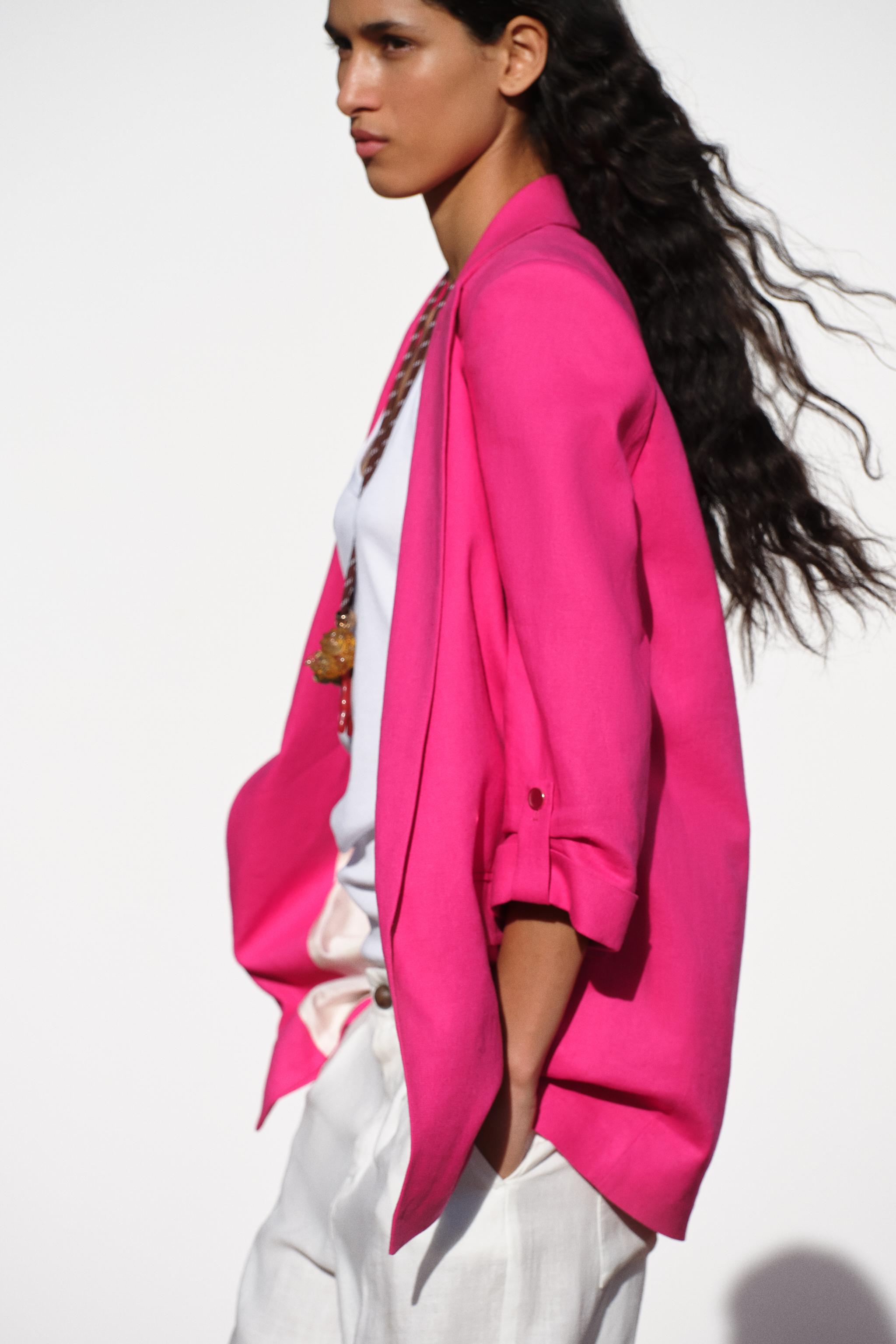 BLAZER WITH ROLLED-UP SLEEVES - Fuchsia | ZARA United States