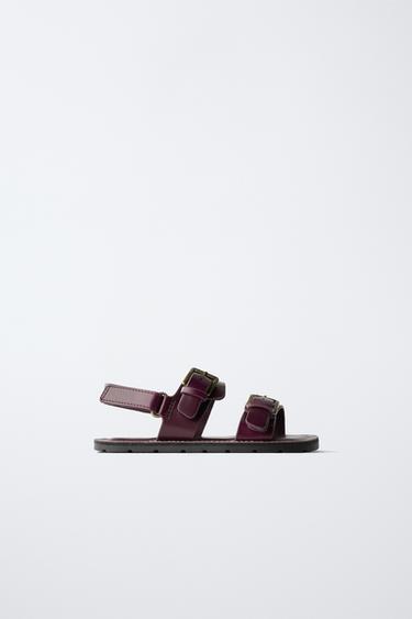 LEATHER SANDALS - Aubergine Purple by Zara