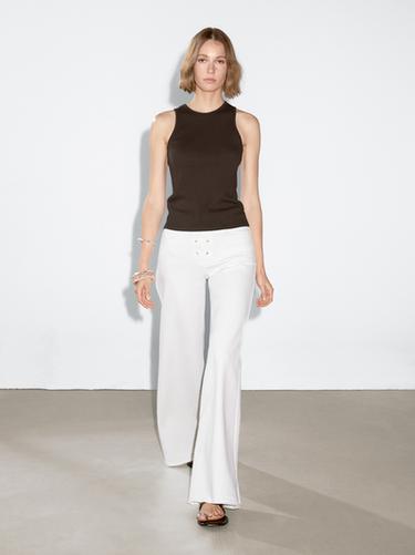 Zara Ribbed knit halter neck top - Khaki