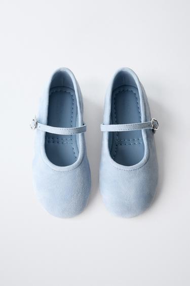 LEATHER BALLET FLATS - Blue by Zara - Image 3