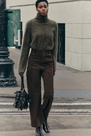 JEANS ZW COLLECTION WIDE LEG TIRO ALTO - Marrón de Zara