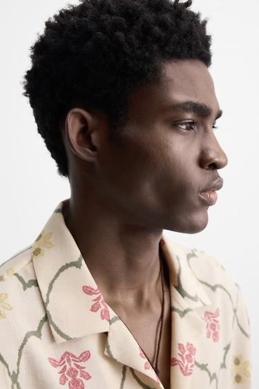 CHEMISE À IMPRIMÉ LOSANGES - Beige de Zara - Image 4