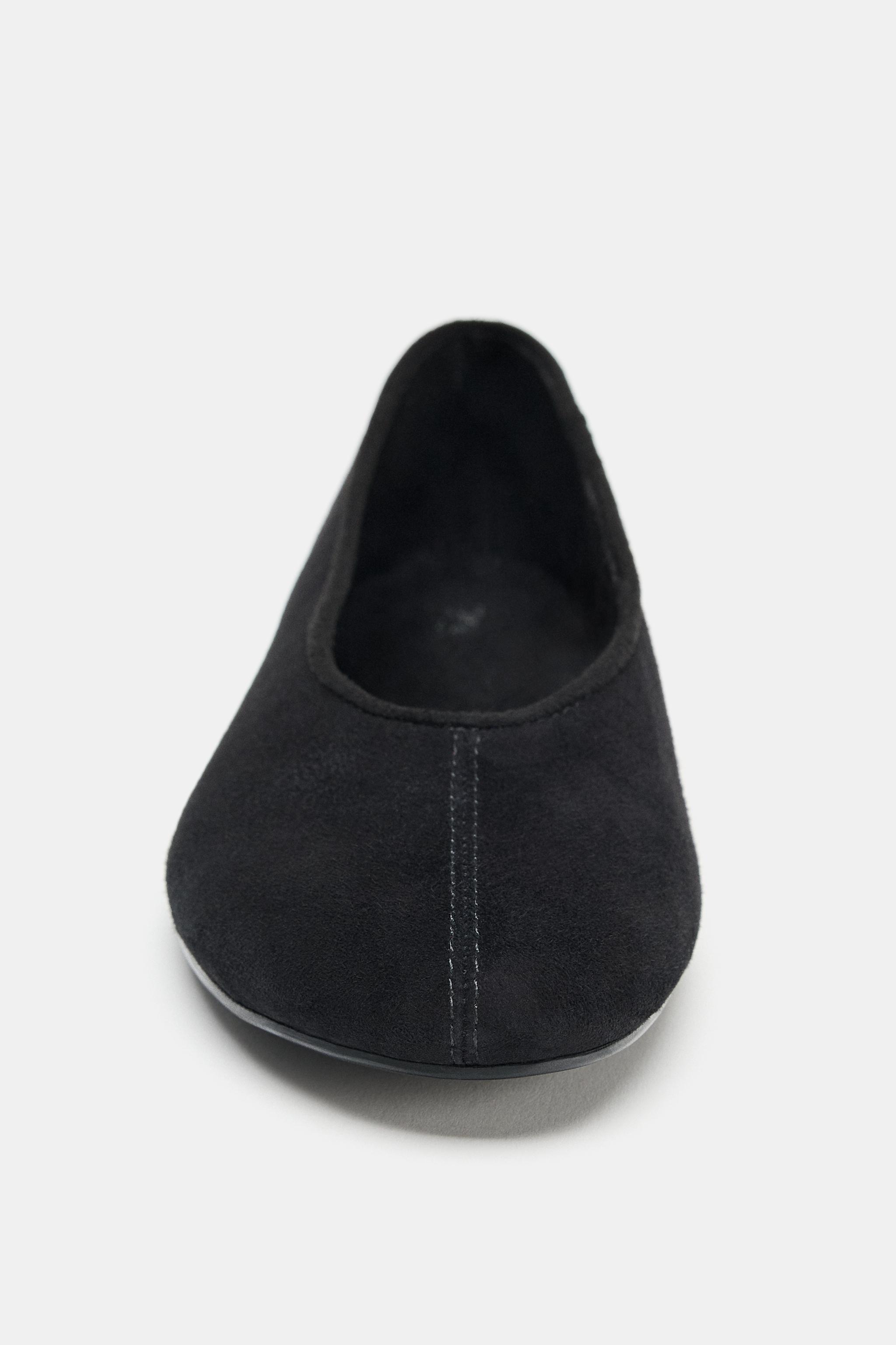 スエードフラットバレエシューズ - ブラック | ZARA Japan / 日本