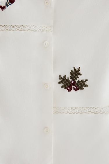 EMBROIDERED CHRISTMAS SHIRT - Ecru by Zara - Image 3