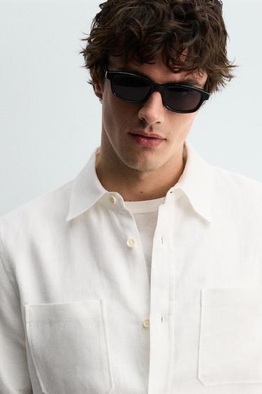 CAMISA REGULAR FIT 100% LINO - Blanco de Zara