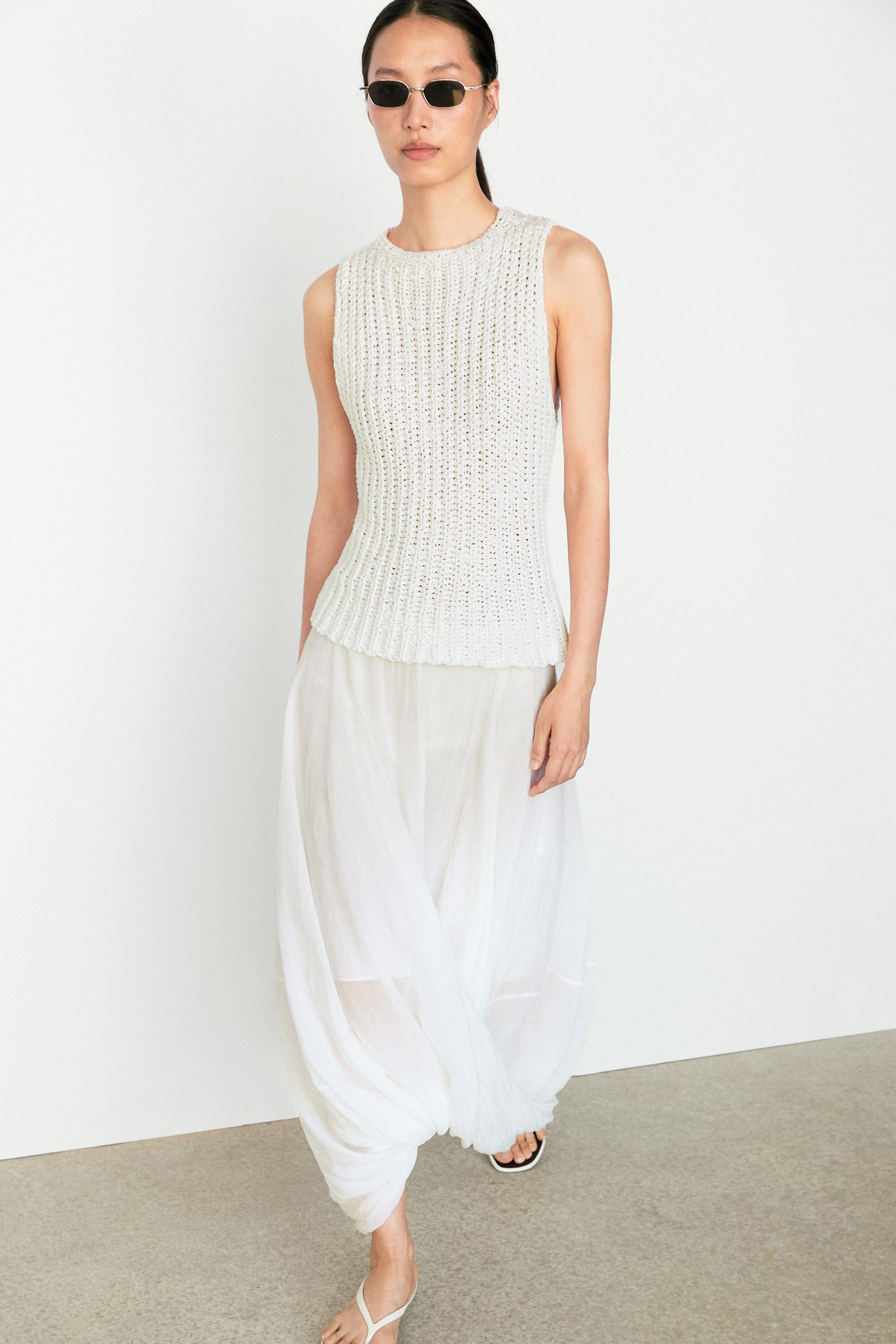 Textured cotton knit top