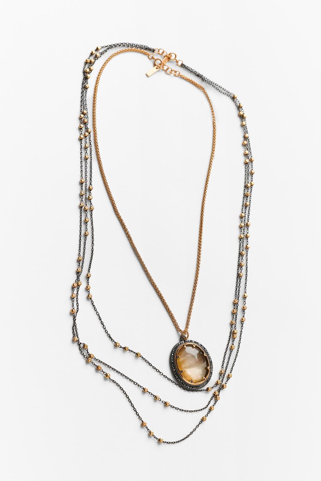PACK OF 2 STONE CHAIN NECKLACES