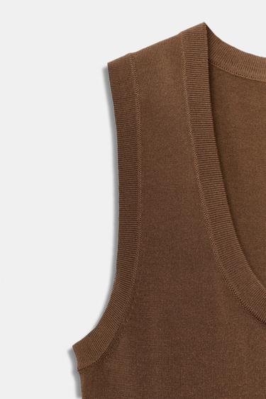 TOP EN MAILLE EXTRAFINE - Marron clair de Zara - Image 6