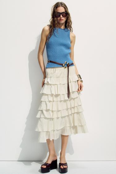 Zara SLEEVELESS KNIT TOP - Blue / Indigo