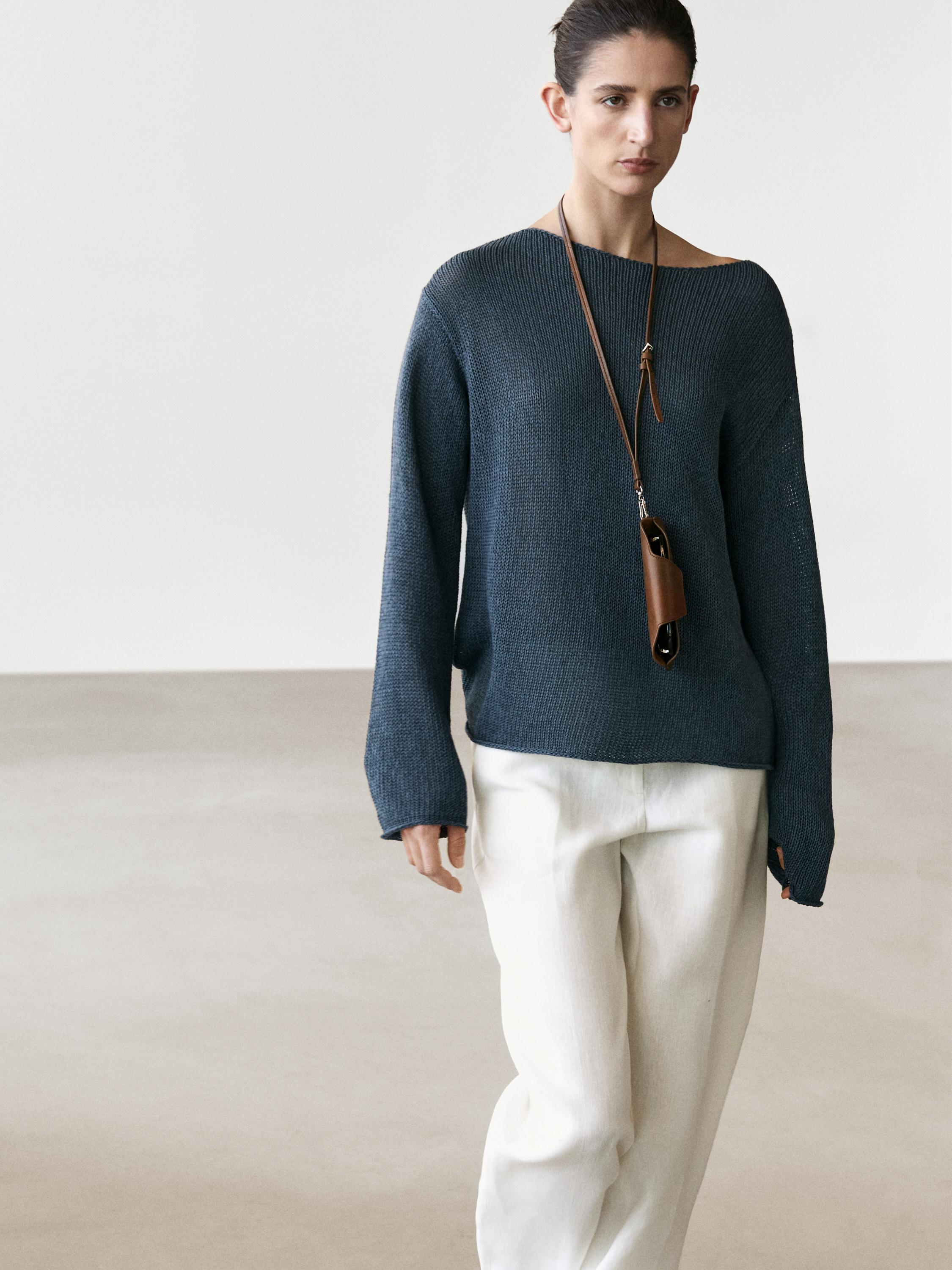 Pull en maille ajourée coton mélangé