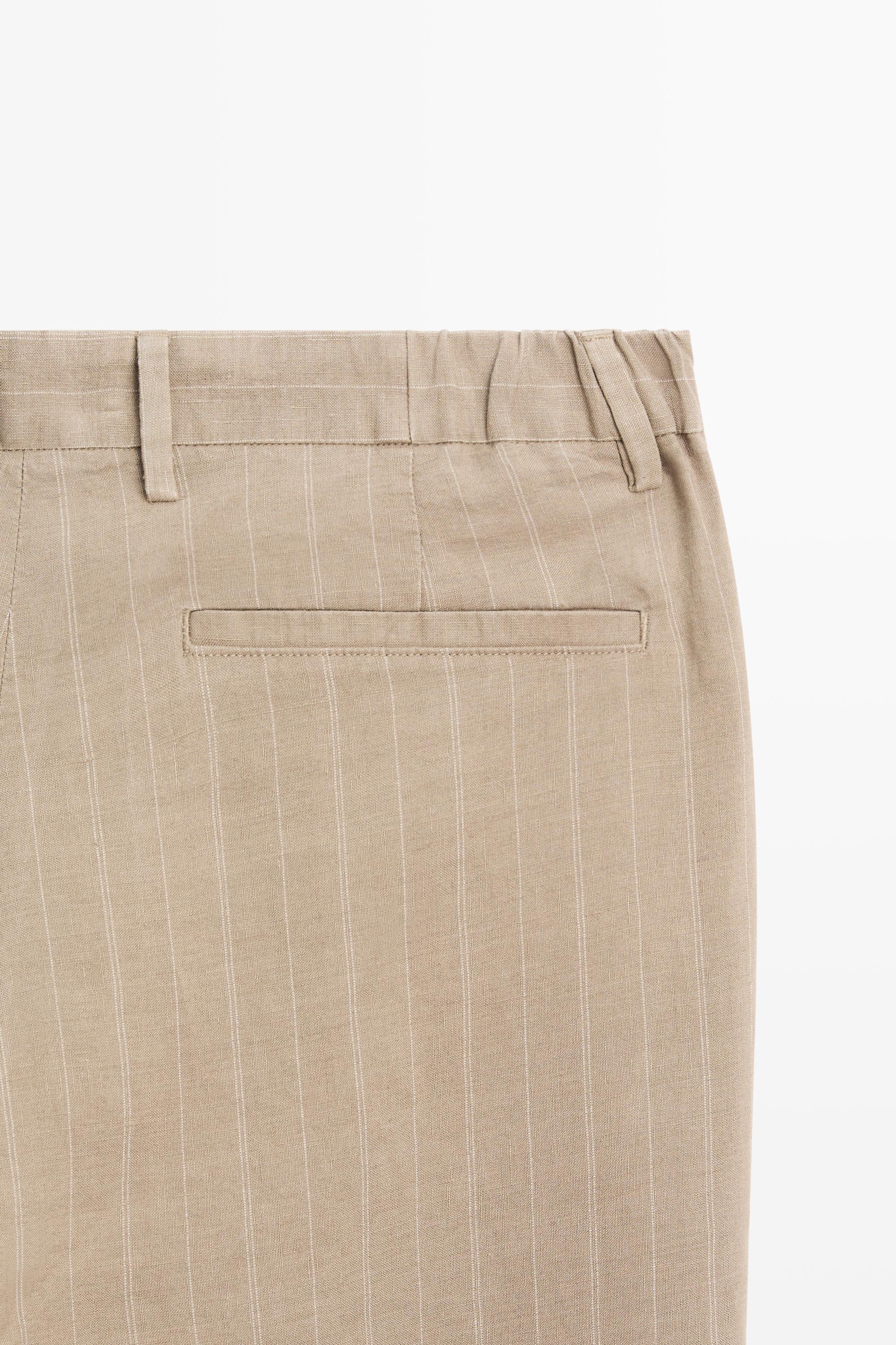 100% linen striped pants