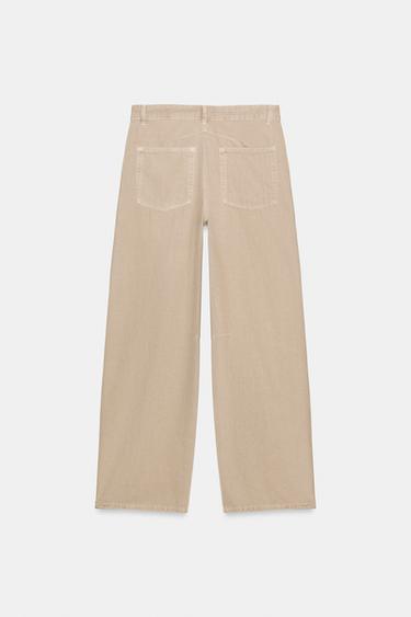 Zara TRF BALLOON JEANS WITH POCKETS - Sand