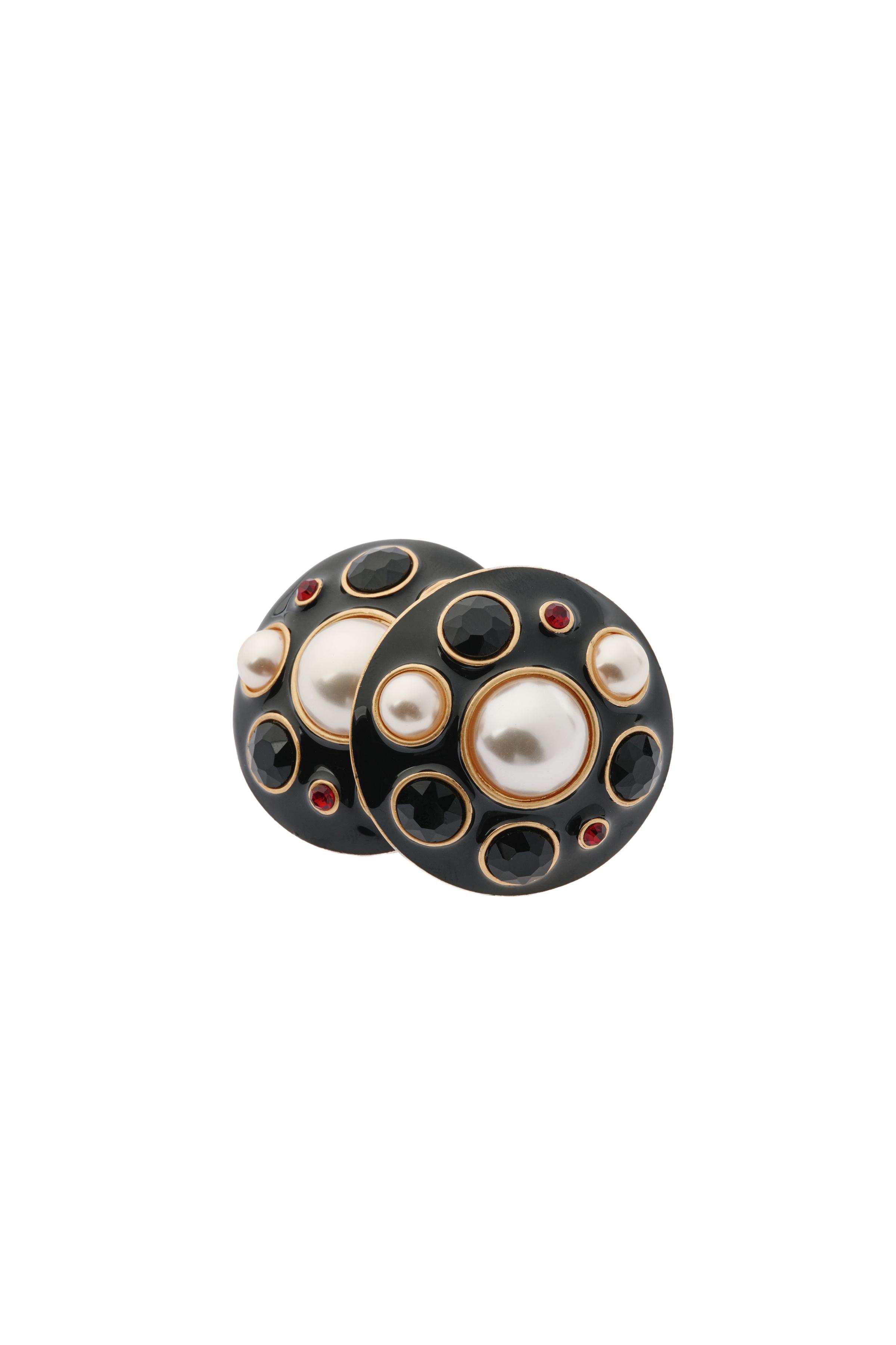 WILLY CHAVARRIA X ZARA PEARL JEWEL BUTTON EARRINGS - Black | ZARA