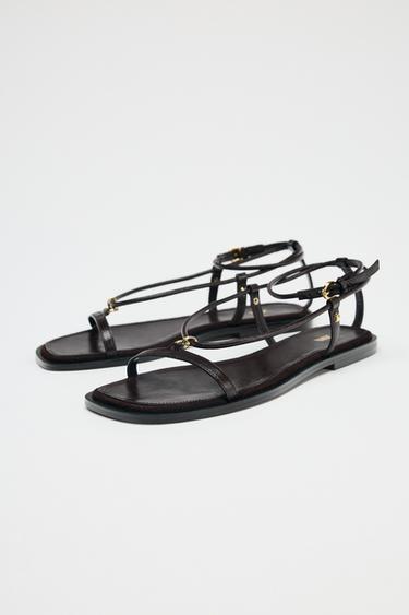 SANDALES BRIDES FINES EN CUIR - Marron de Zara - Image 2