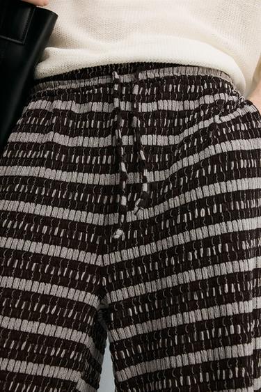 PANTALON JACQUARD AJOURÉ - Écru / Marron de Zara - Image 5