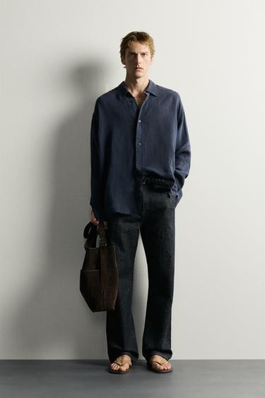100% LINEN LIGHTWEIGHT RELAXED FIT SHIRT - Blue by Zara