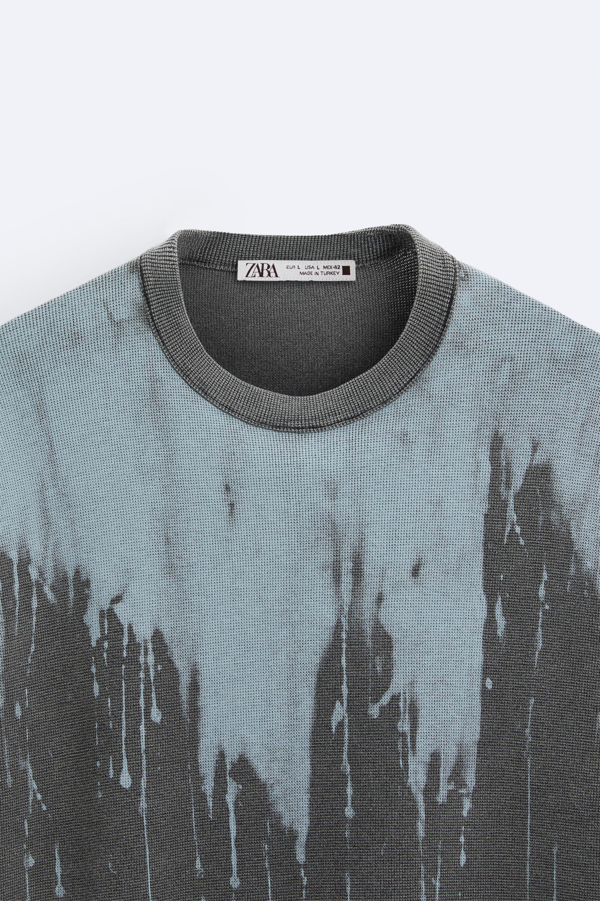 ABSTRACT PRINT KNIT T-SHIRT - Gray | ZARA United States