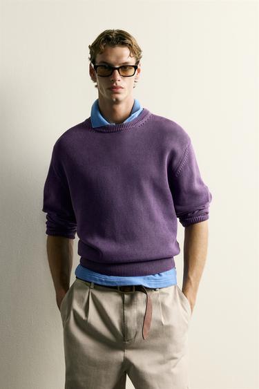 JERSEY REGULAR FIT ALGODÓN - Morado de Zara